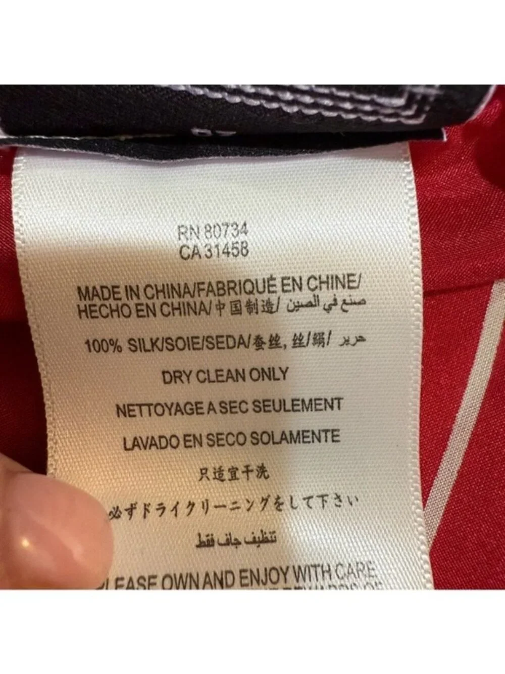 Herve Leger 100% Silk Striped Scarf Red White OS New With Tags